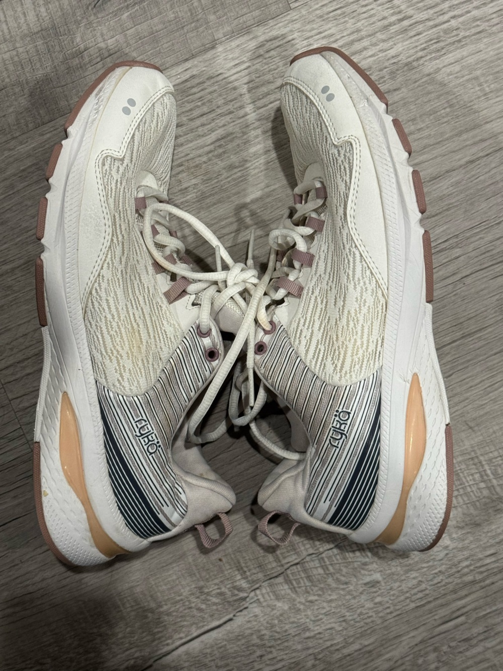 Ryka Women's White and Light Pink Athletic Sneakers